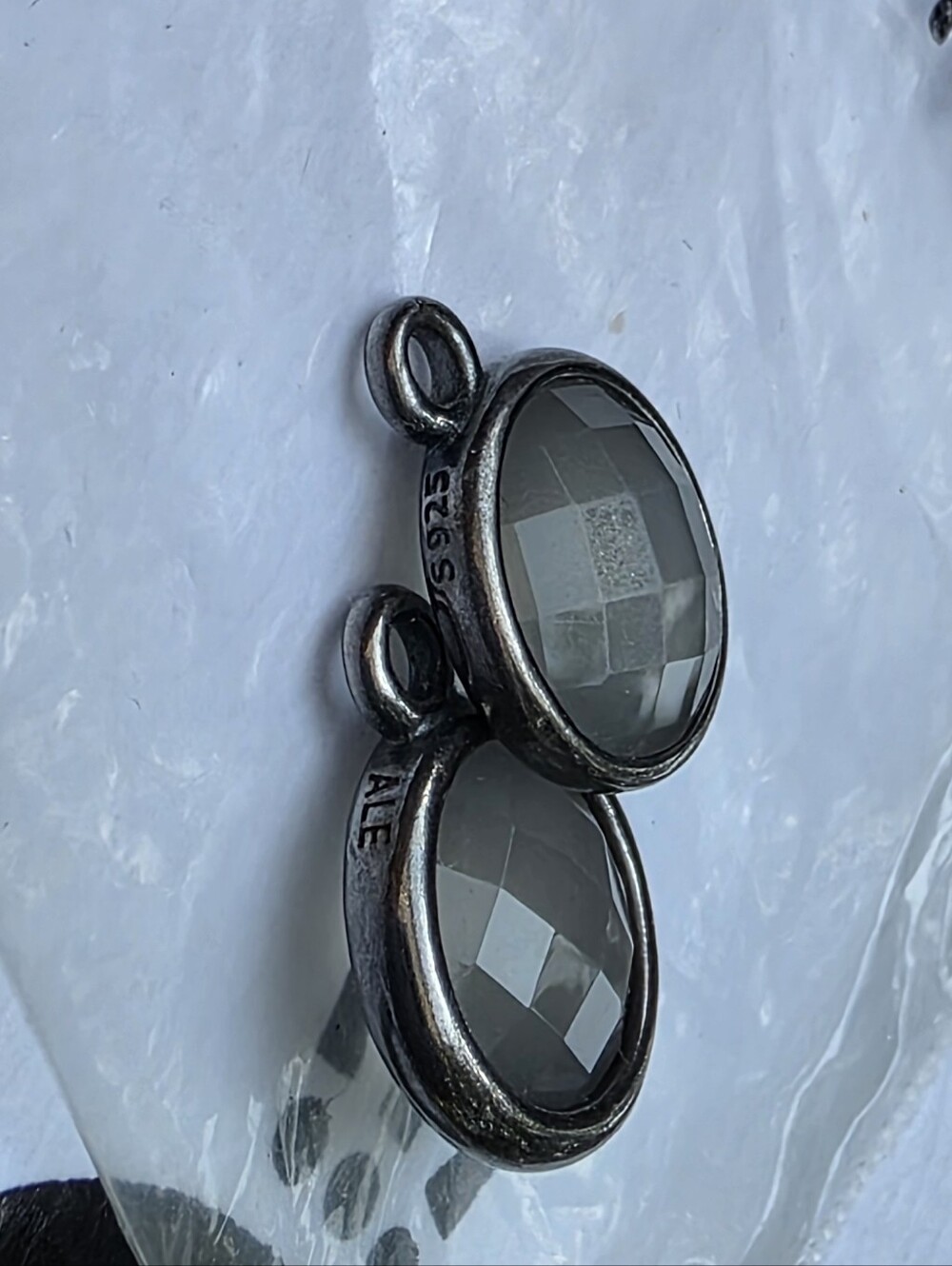 PANDORA "Wanda's Garden II" Grey Moonstone Compose Earring Charms — Style #29066